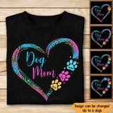 Personalized Dog Mom Heart with Dog Name T-shirt  Printed QTPN0905