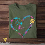 Personalized Dog Mom Heart with Dog Name T-shirt  Printed QTPN0905