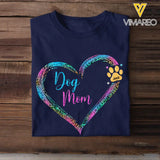 Personalized Dog Mom Heart with Dog Name T-shirt  Printed QTPN0905