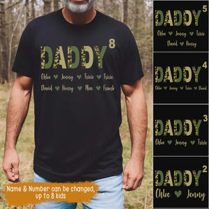 Personalized Daddy Texture Veteran Camo with Kid Name Printed PNBQT0905