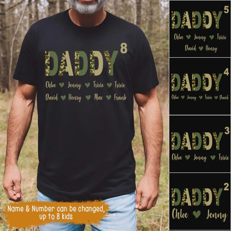 Personalized Daddy Texture Veteran Camo with Kid Name Printed PNBQT0905