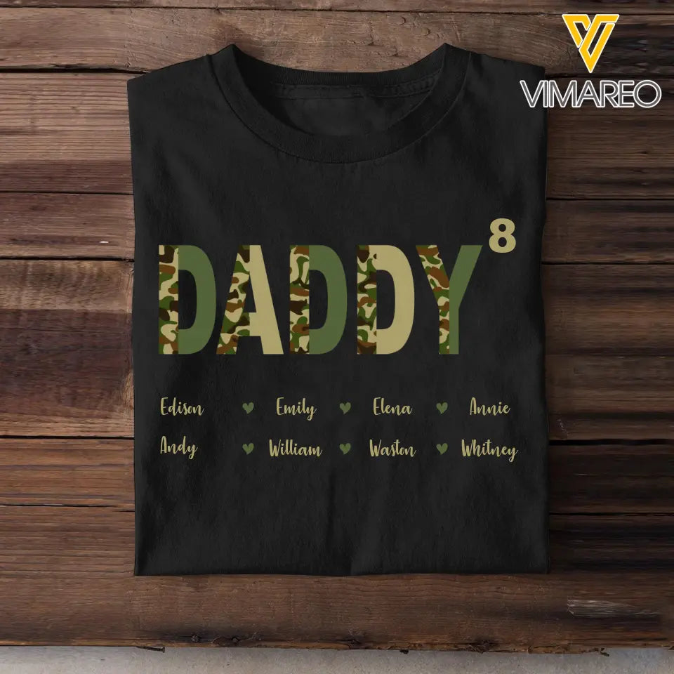 Personalized Daddy Texture Veteran Camo with Kid Name Printed PNBQT0905