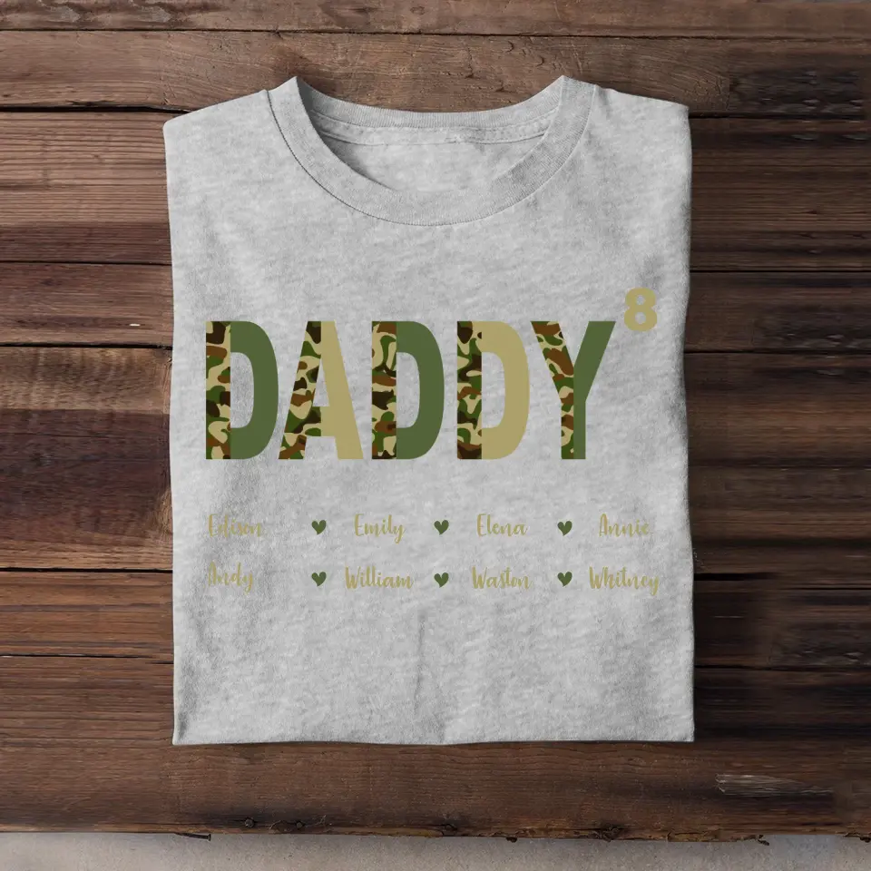 Personalized Daddy Texture Veteran Camo with Kid Name Printed PNBQT0905