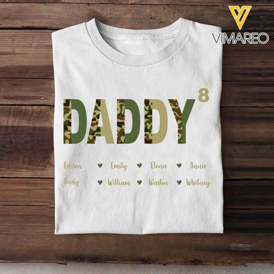 Personalized Daddy Texture Veteran Camo with Kid Name Printed PNBQT0905