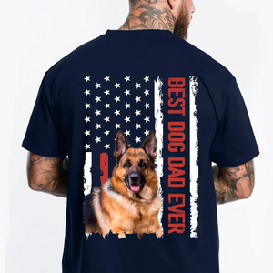 Personalized Upload Your Dog Photo US Flag Best Dog Dad Ever T-shirt Printed 23MAY-PN10