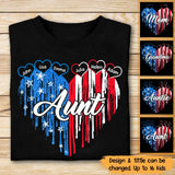 Personalized Auntie Heart Flag Kid Name Tshirt Printed 23MAY-PN10