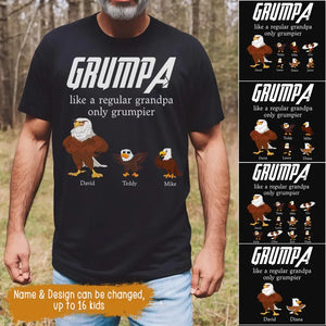 Personalized Grumpa Like A Regular Grandpa Only Grumpier Eagle With Kid Name Tshirt Printed 23MAY-BQT10