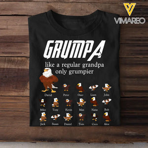 Personalized Grumpa Like A Regular Grandpa Only Grumpier Eagle With Kid Name Tshirt Printed 23MAY-BQT10