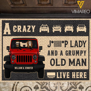 Personalized A Crazy Jeep Lady And Grumpy Old Man Live Here Christmas Doormat Printed NOV-QH11