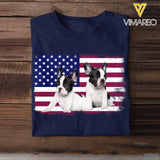 Personalized Upload Your Dog Photo US Flag Tshirt Printed 23MAY-TB10