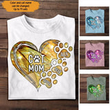 Personalized Dog Mom Heart with Paw Dog Name Dog Lovers Gift Tshirt Printed PNTB0905