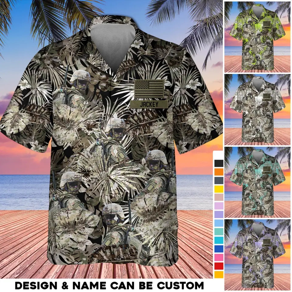 Personalized US Veteran/Soldier Flag with Name Hawaii Shirt Printed 23MAY-HQ13