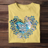 Personalized Dog Mom Heart with Paw Dog Name Dog Lovers Gift Tshirt Printed PNTB0905