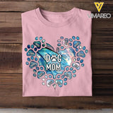 Personalized Dog Mom Heart with Paw Dog Name Dog Lovers Gift Tshirt Printed PNTB0905