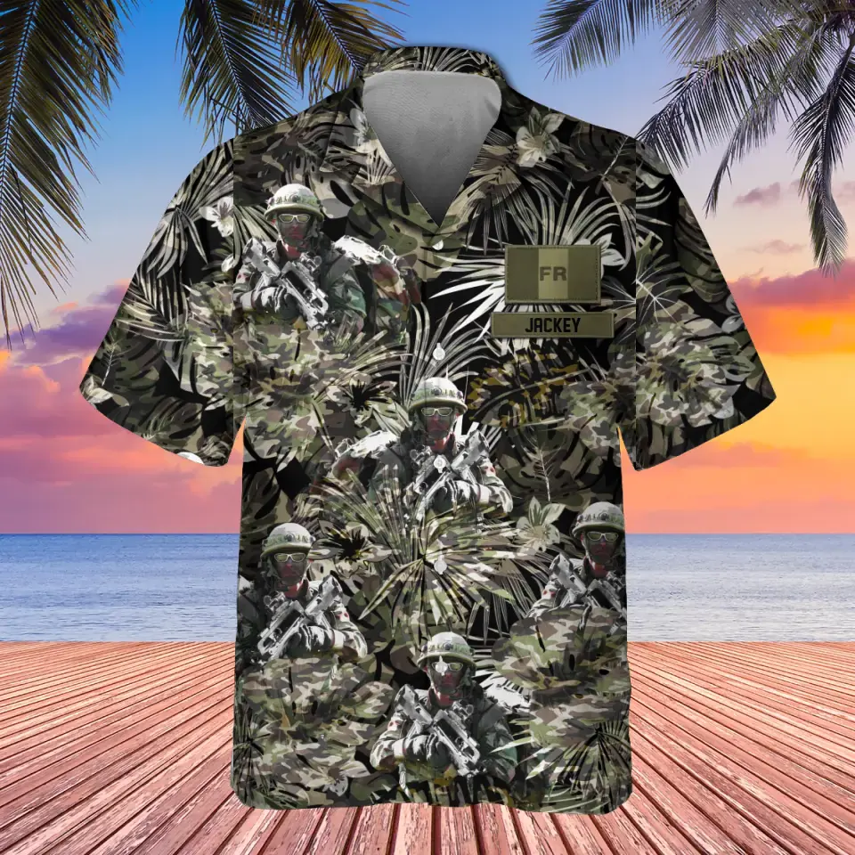Personalized French Veteran/Soldier with Name Hawaii Shirt Printed 23MAY-HQ13