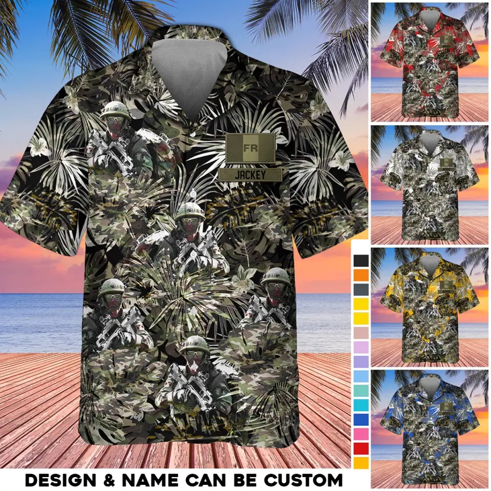 Personalized French Veteran/Soldier with Name Hawaii Shirt Printed 23MAY-HQ13