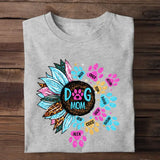 Personalized Dog Mom Sunflower Paw with Dog Name Tshirt Printed 23MAY-DT15