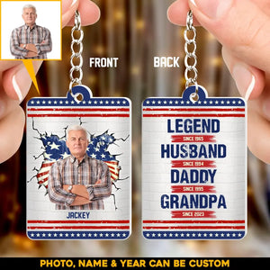 Personalized Upload Your Grandpa Photo with Name Legend Husband Daddy Grandpa Since Year Acrylic Keychain Printed PNHQ1505