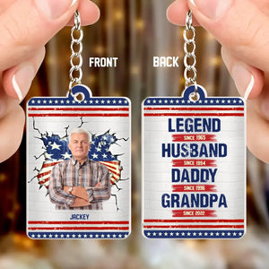 Personalized Upload Your Grandpa Photo with Name Legend Husband Daddy Grandpa Since Year Acrylic Keychain Printed PNHQ1505