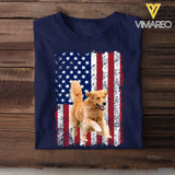 Personalized Upload Your Dog Photo US Flag T-shirt Printed 23MAY-TB15