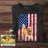 Personalized Upload Your Dog Photo US Flag T-shirt Printed 23MAY-TB15