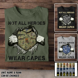Personalized Australian Veteran/Soldier Rank Camo with Name Not All Heroes Wear Capes Tshirt Printed THDT1705