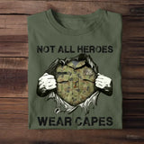 Personalized Australian Veteran/Soldier Rank Camo with Name Not All Heroes Wear Capes Tshirt Printed THDT1705