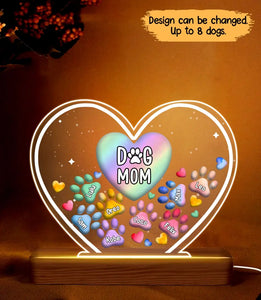 Personalized Dog Mom Heart Paw with Dog Name Led Camp Printed 23MAY-TB18