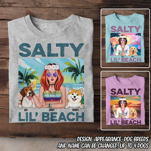 Personalized Salty Lil' Beach Hippie Girl And Dog Tshirt Printed QTDT1905