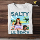 Personalized Salty Lil' Beach Hippie Girl And Dog Tshirt Printed QTDT1905