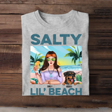Personalized Salty Lil' Beach Hippie Girl And Dog Tshirt Printed QTDT1905