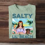 Personalized Salty Lil' Beach Hippie Girl And Dog Tshirt Printed QTDT1905
