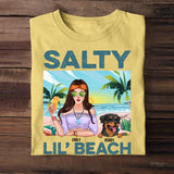 Personalized Salty Lil' Beach Hippie Girl And Dog Tshirt Printed QTDT1905