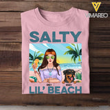 Personalized Salty Lil' Beach Hippie Girl And Dog Tshirt Printed QTDT1905