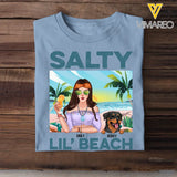 Personalized Salty Lil' Beach Hippie Girl And Dog Tshirt Printed QTDT1905