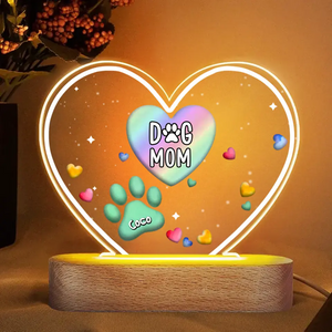 Personalized Dog Mom Heart Paw with Dog Name Led Camp Printed 23MAY-TB18