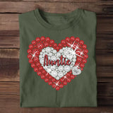 Personalized Auntie Diamond Heart with Kid Name T-shirt Printed 23MAY-DT18