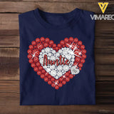 Personalized Auntie Diamond Heart with Kid Name T-shirt Printed 23MAY-DT18