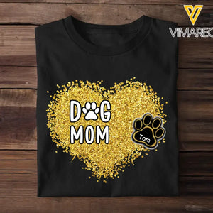 Personalized Dog Mom Heart Paws with Dog Names Dog Lovers Gift Tshirt Printed MTHTB1905