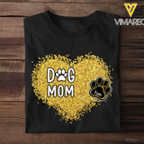 Personalized Dog Mom Heart Paws with Dog Names Dog Lovers Gift Tshirt Printed MTHTB1905