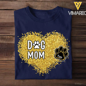 Personalized Dog Mom Heart Paws with Dog Names Dog Lovers Gift Tshirt Printed MTHTB1905