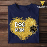 Personalized Dog Mom Heart Paws with Dog Names Dog Lovers Gift Tshirt Printed MTHTB1905