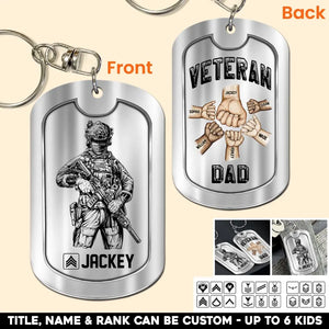 Personalized US Veteran/Soldier Rank Camo Dad Hand Kid Name Keychain Printed 23MAY-HQ22