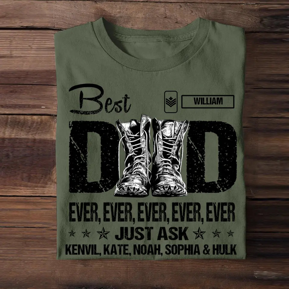 Personalized Canadian Veteran Soldier Best Dad Ever Just Ask Kids TShirt Printed QTDT2305