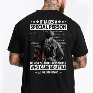 Personalized It Takes A Special Person To Risk So Much For People Who Care So Little US Veteran/Soldier Rank Camo T-shirt Printed 23MAY-DT23