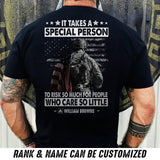 Personalized It Takes A Special Person To Risk So Much For People Who Care So Little US Veteran/Soldier Rank Camo T-shirt Printed 23MAY-DT23