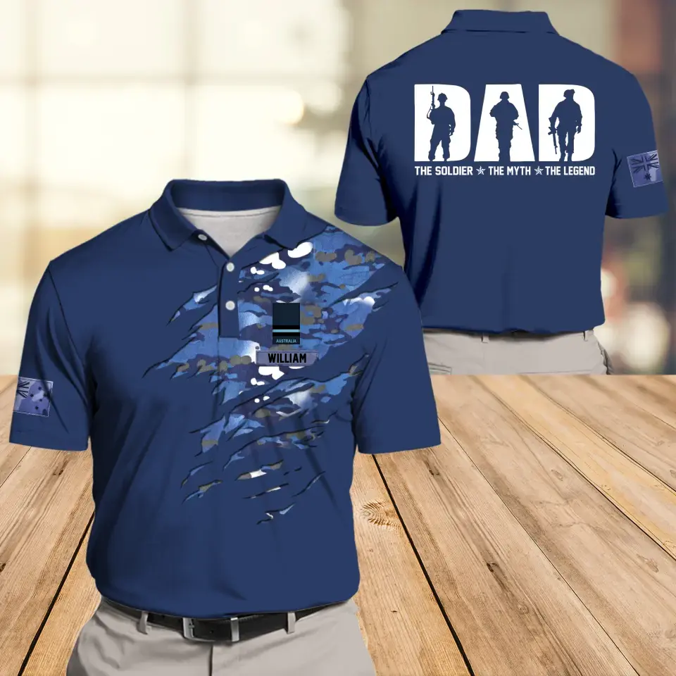 Personalized Australian Veteran Solider Camo For Dad Polo Shirts 3D Printed QTHQ2405