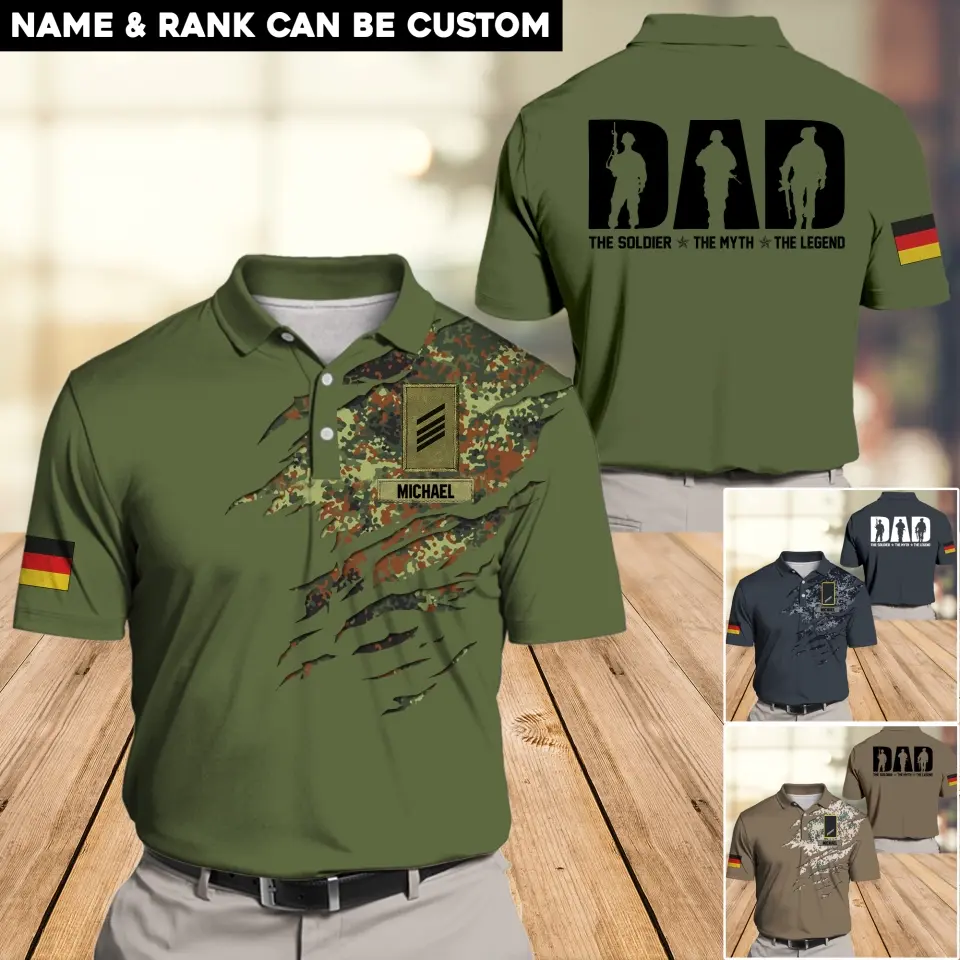 Personalized German Veteran Solider Camo For Dad Polo Shirts 3D Printed QTHQ2405