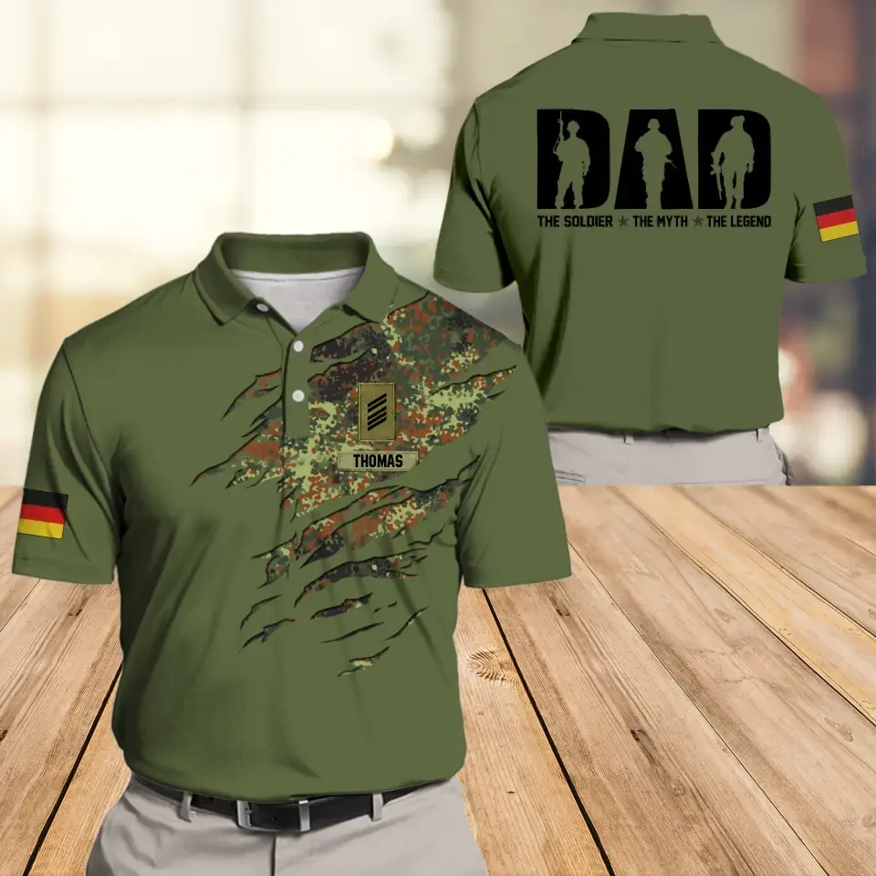 Personalized German Veteran Solider Camo For Dad Polo Shirts 3D Printed QTHQ2405