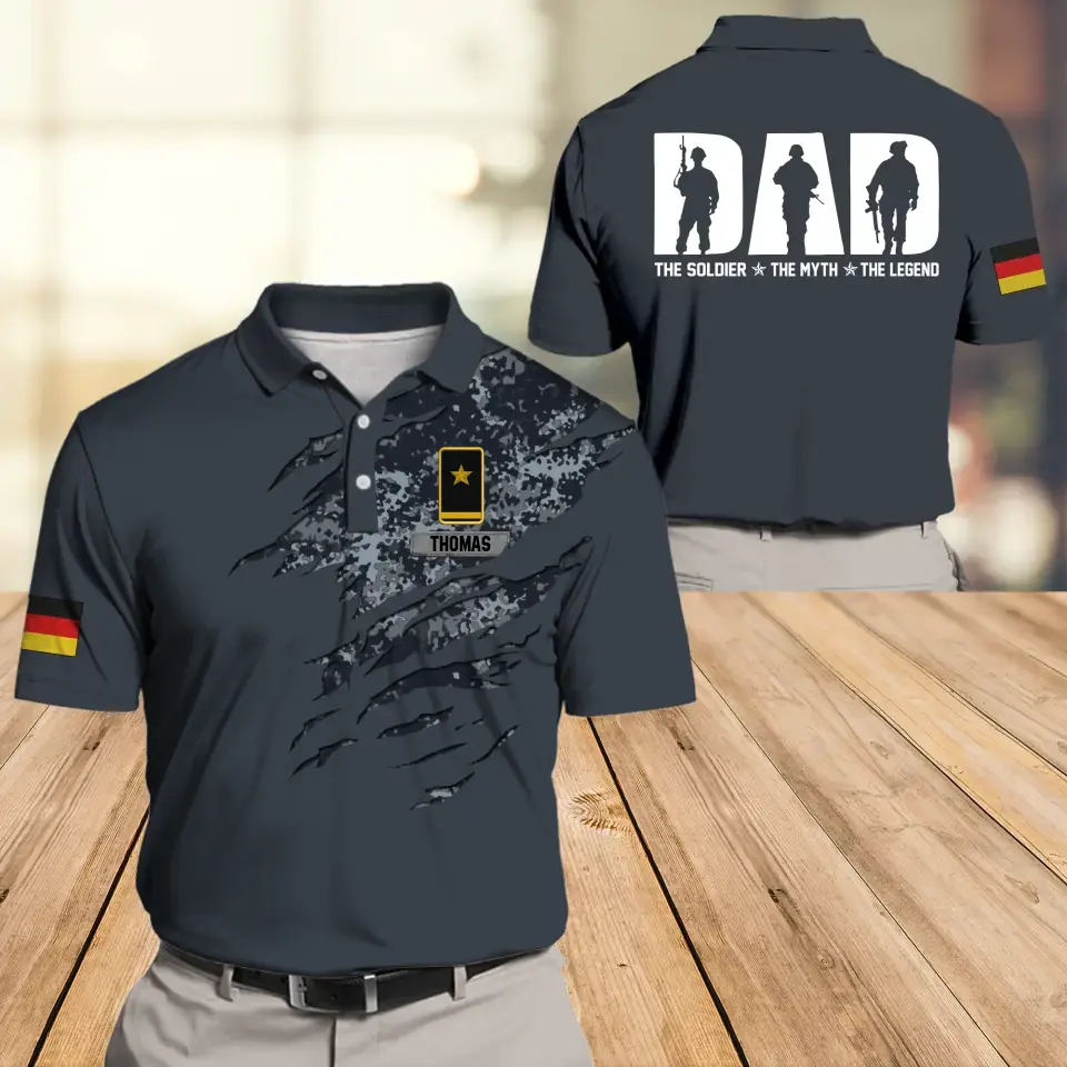Personalized German Veteran Solider Camo For Dad Polo Shirts 3D Printed QTHQ2405